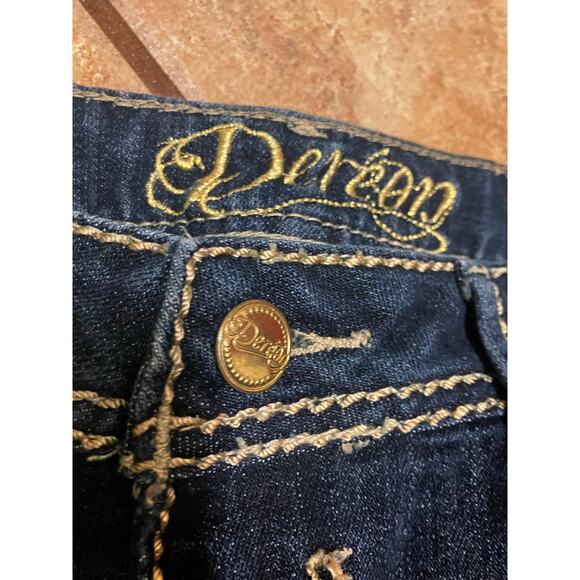 Dereon 11/12 Jeans Y2K Dark Wash Gold Metal Accents Beyonce Vintage Denim - Picture 5 of 10
